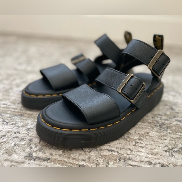 Doc Dr. Martens GRYPHON QUAD Chunky Leather Platform Gladiator Sandals Black - Picture 1 of 9